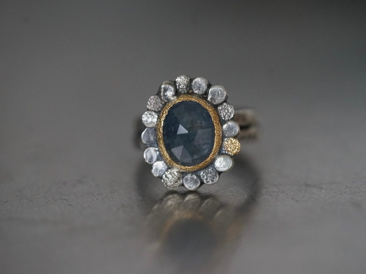 Sapphire flower ring, size 7.25