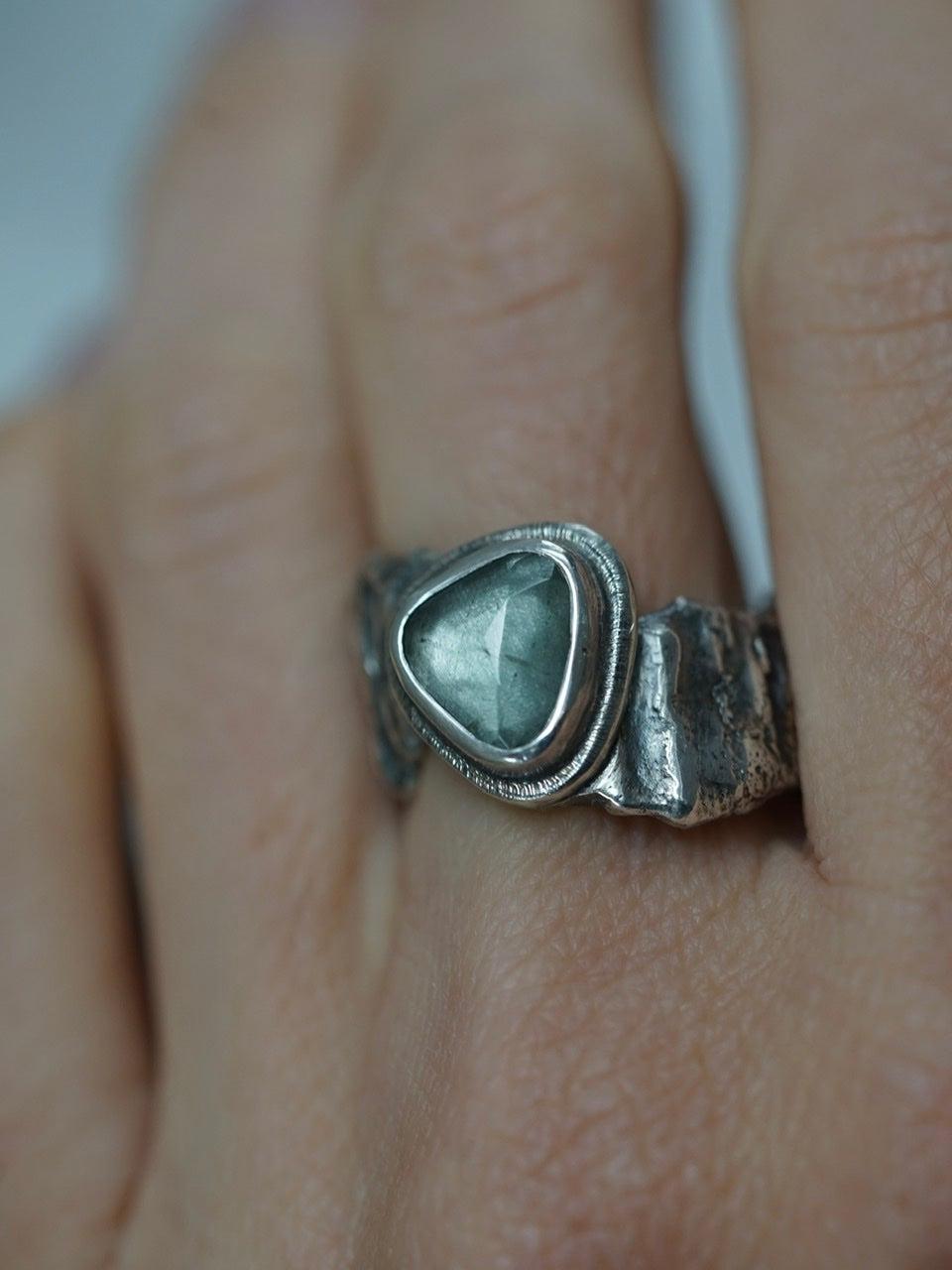 Aquamarine mermaid ring, size 8.5