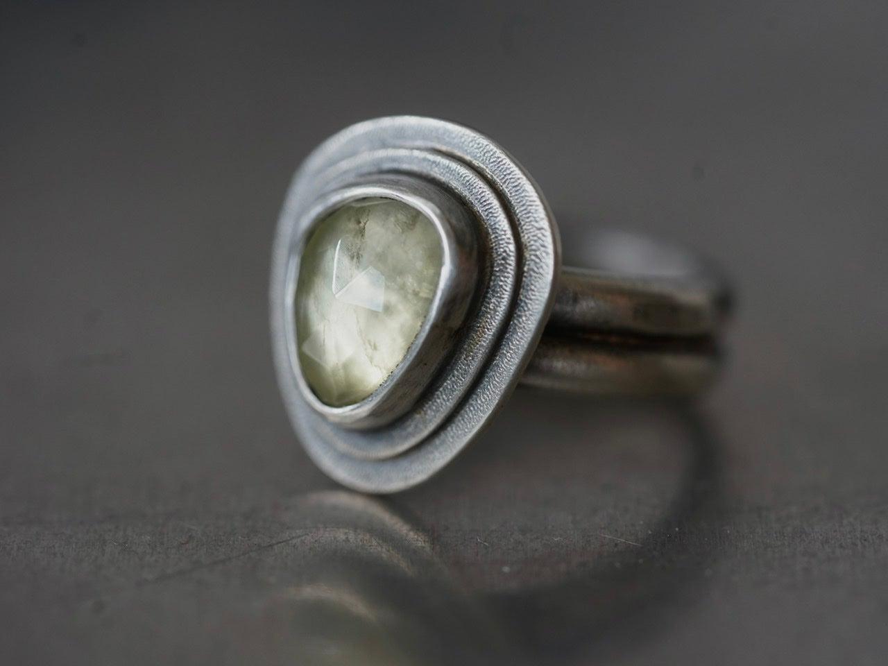 Prehnite ring, size 7