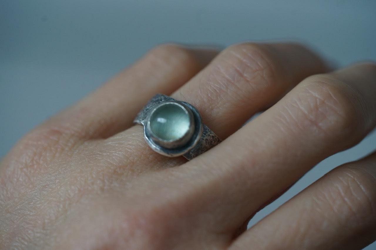 Brutalist aquamarine ring size 6.75