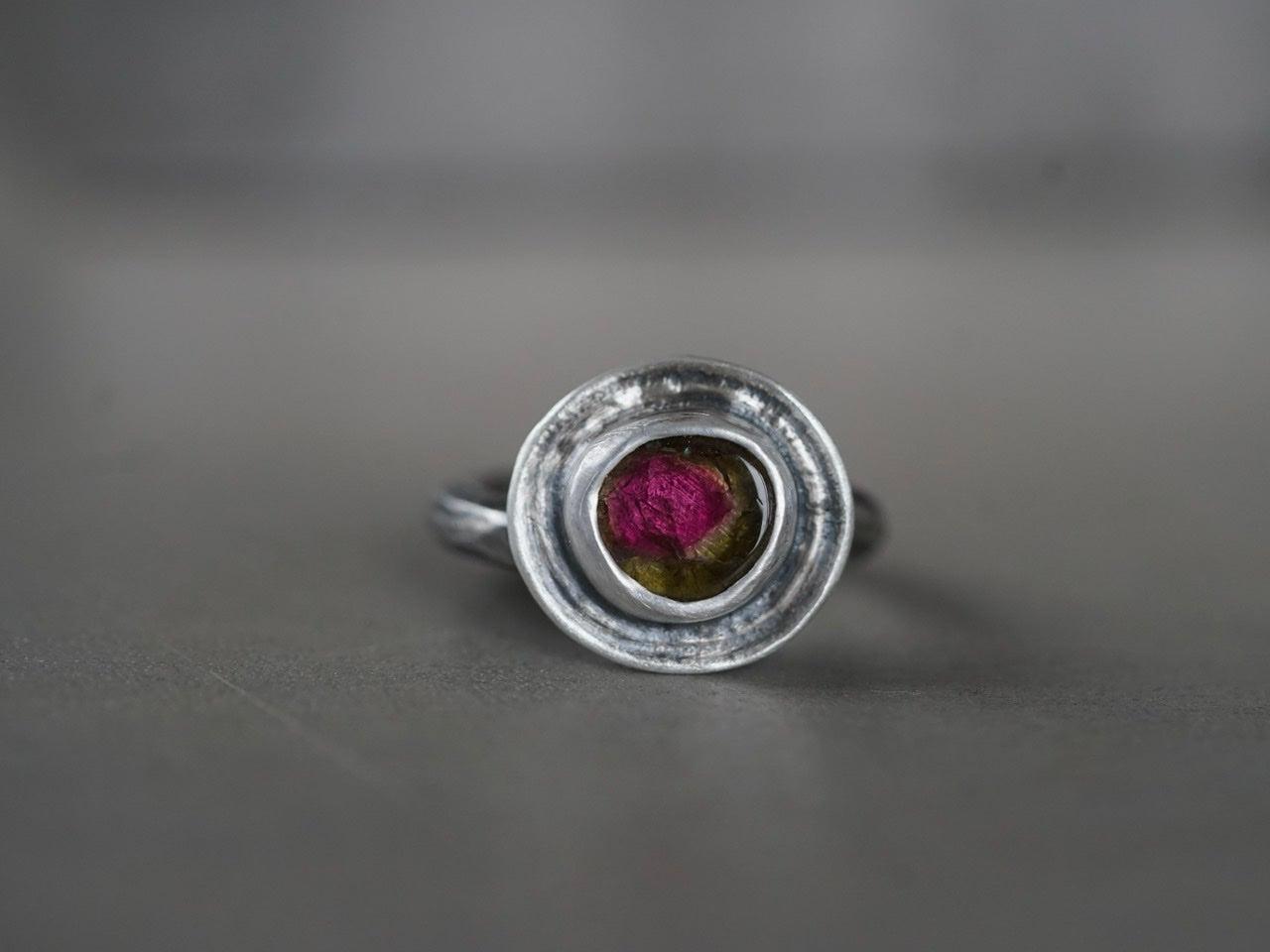 Layered raw tourmaline ring, size 6.5