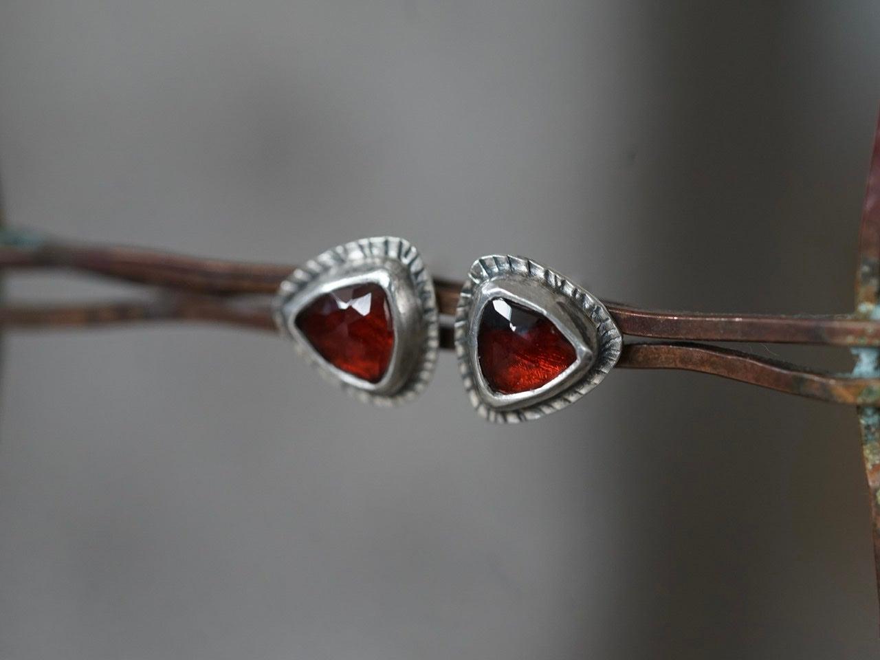 Little garnet post earrings