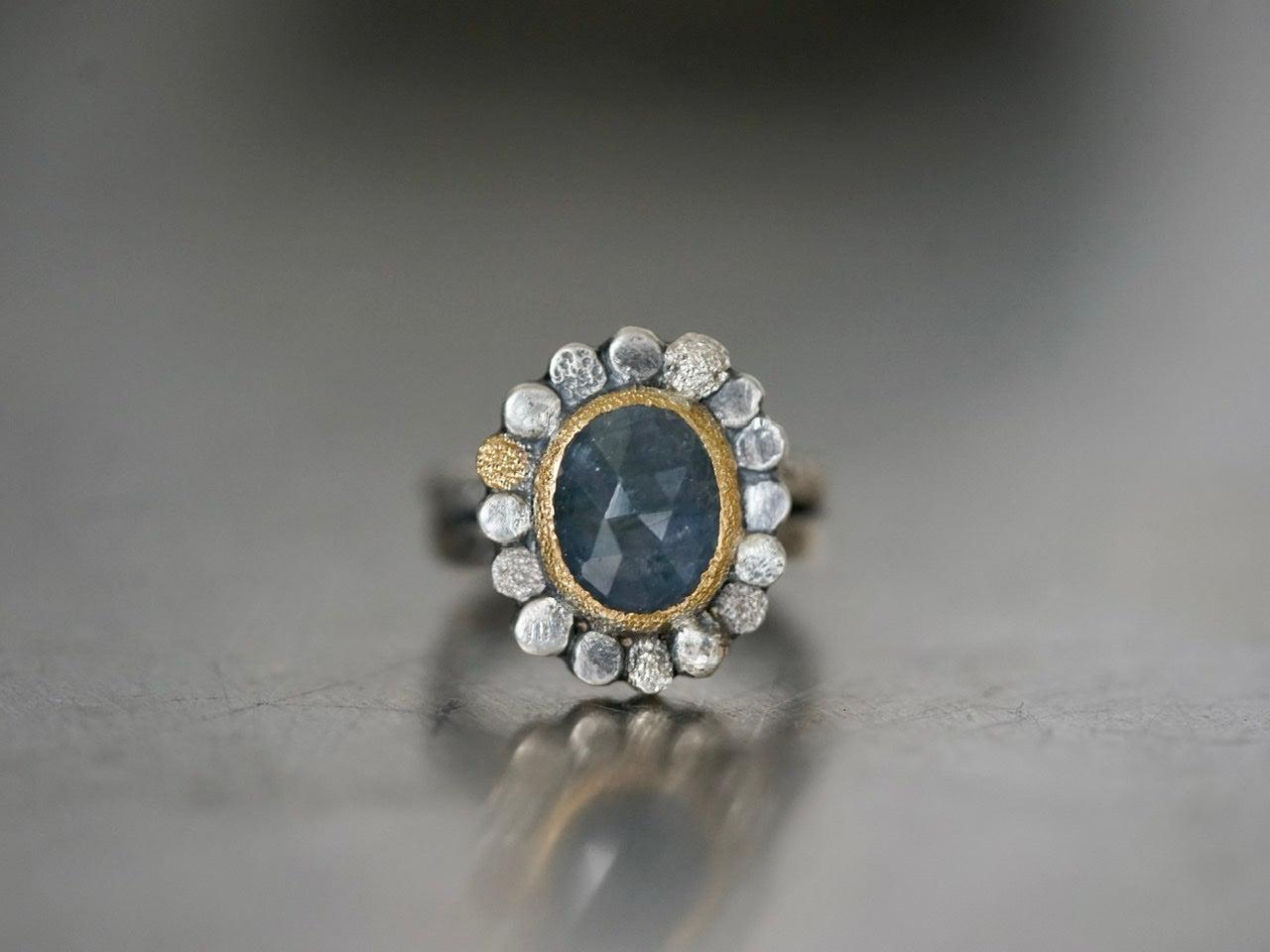 Sapphire flower ring, size 7.25