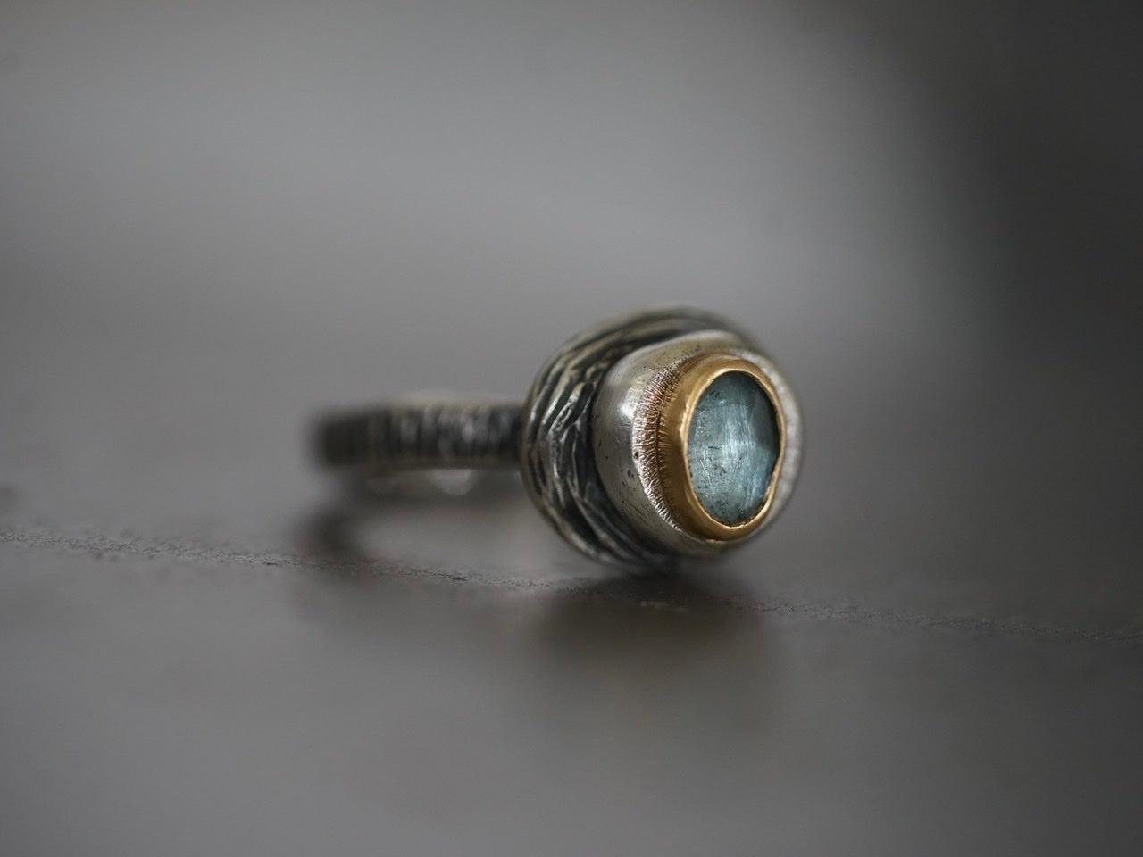 Aquamarine pebble ring US size 7.25