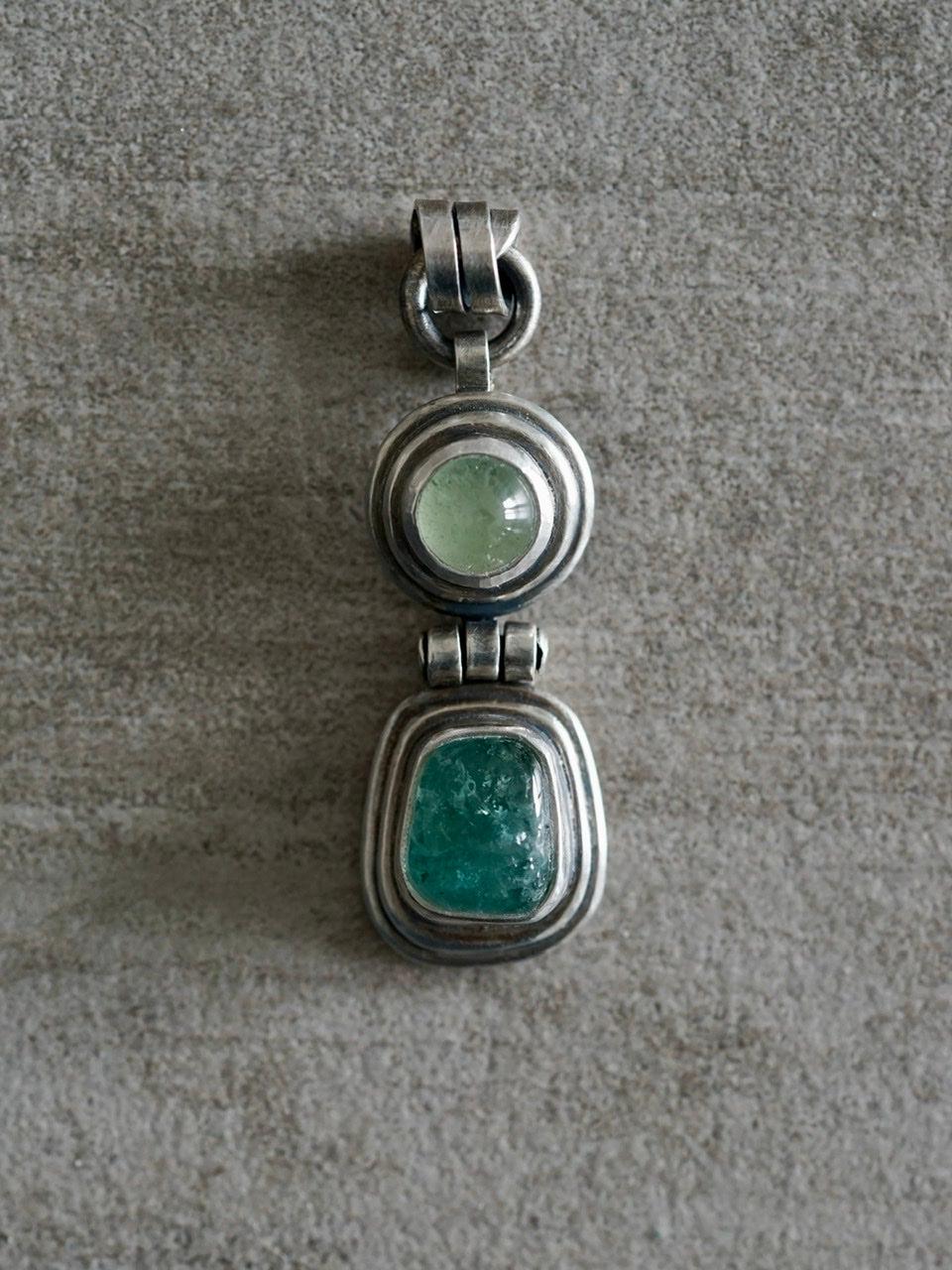 Hinged Aquamarine and Tourmaline pendant