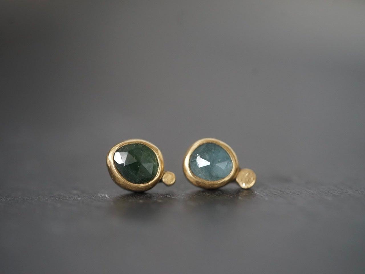 Blue and green sapphire elegant post earrings