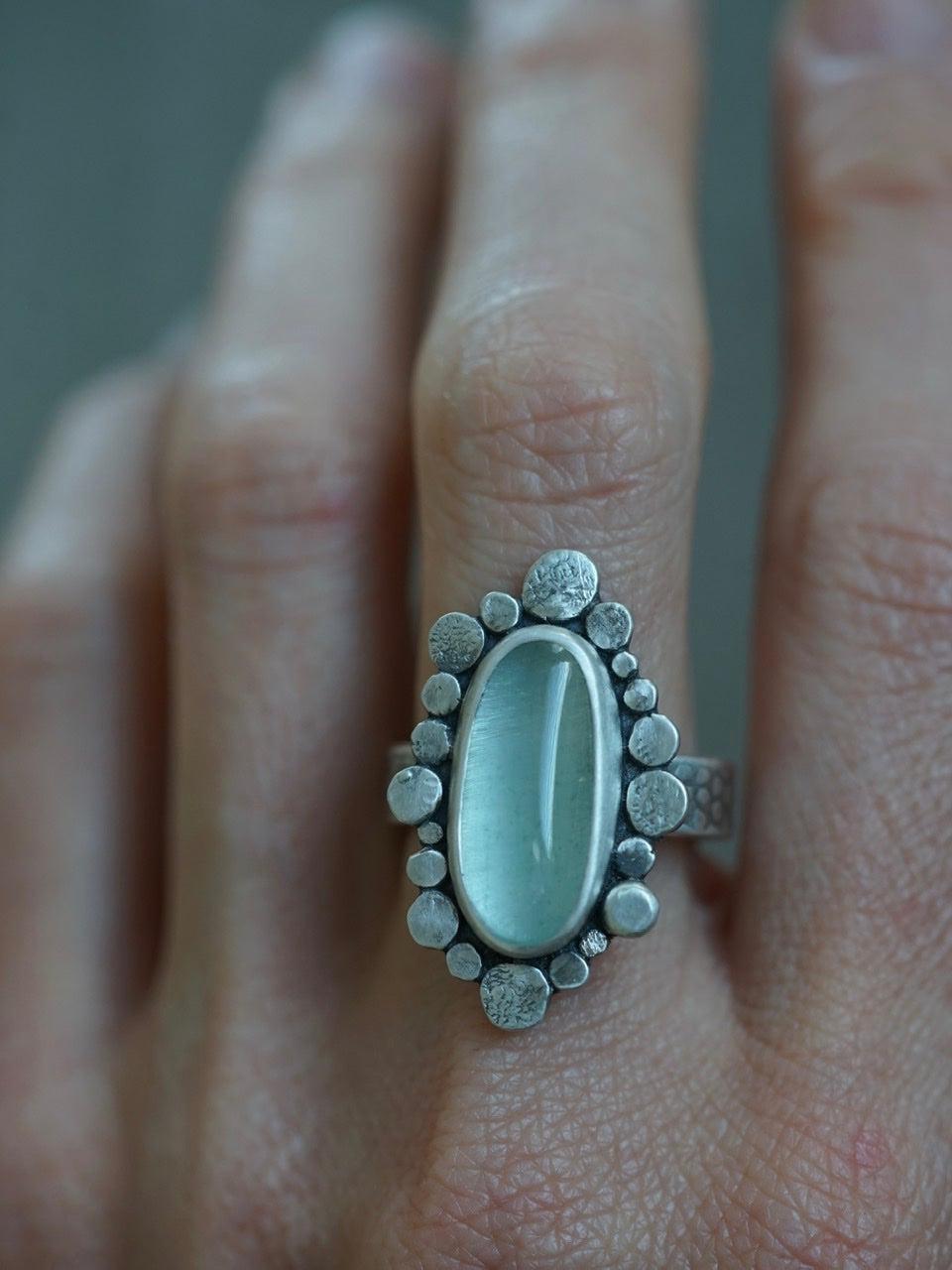 Aquamarine statement ring, size 8, big sister