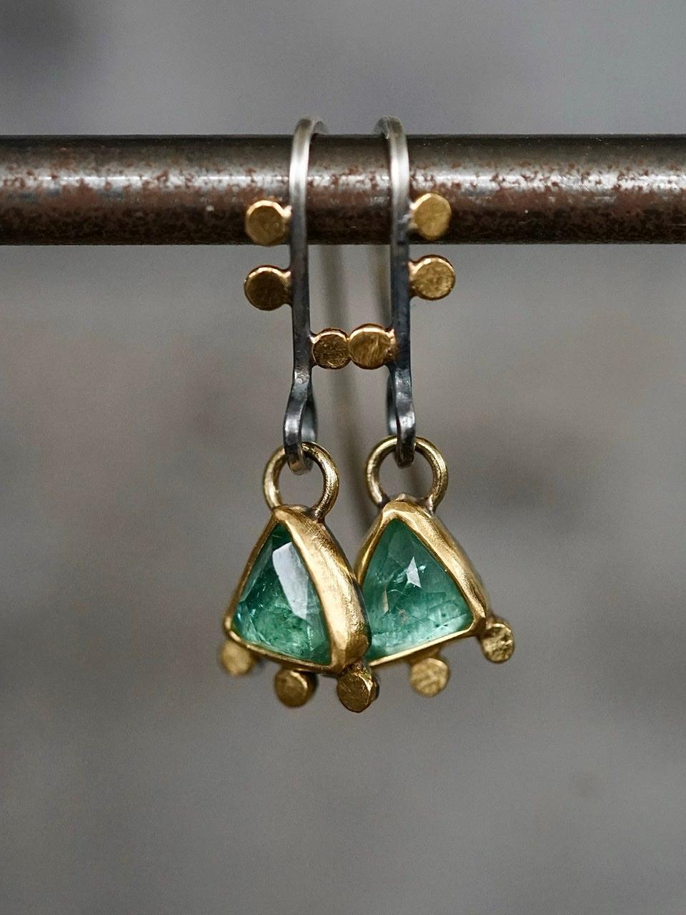 Exquisite delicate tourmaline and 22k gold drop earrings