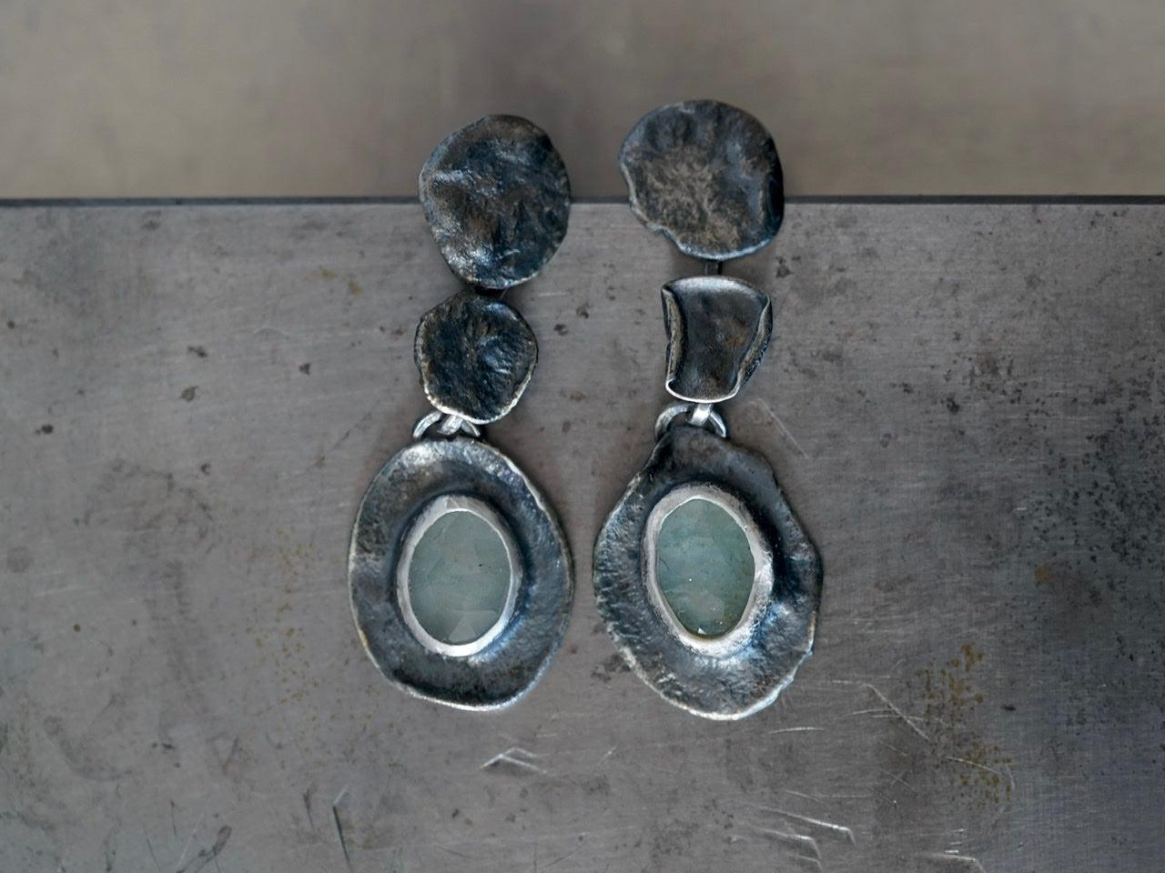 Melted series, aquamarine earrings