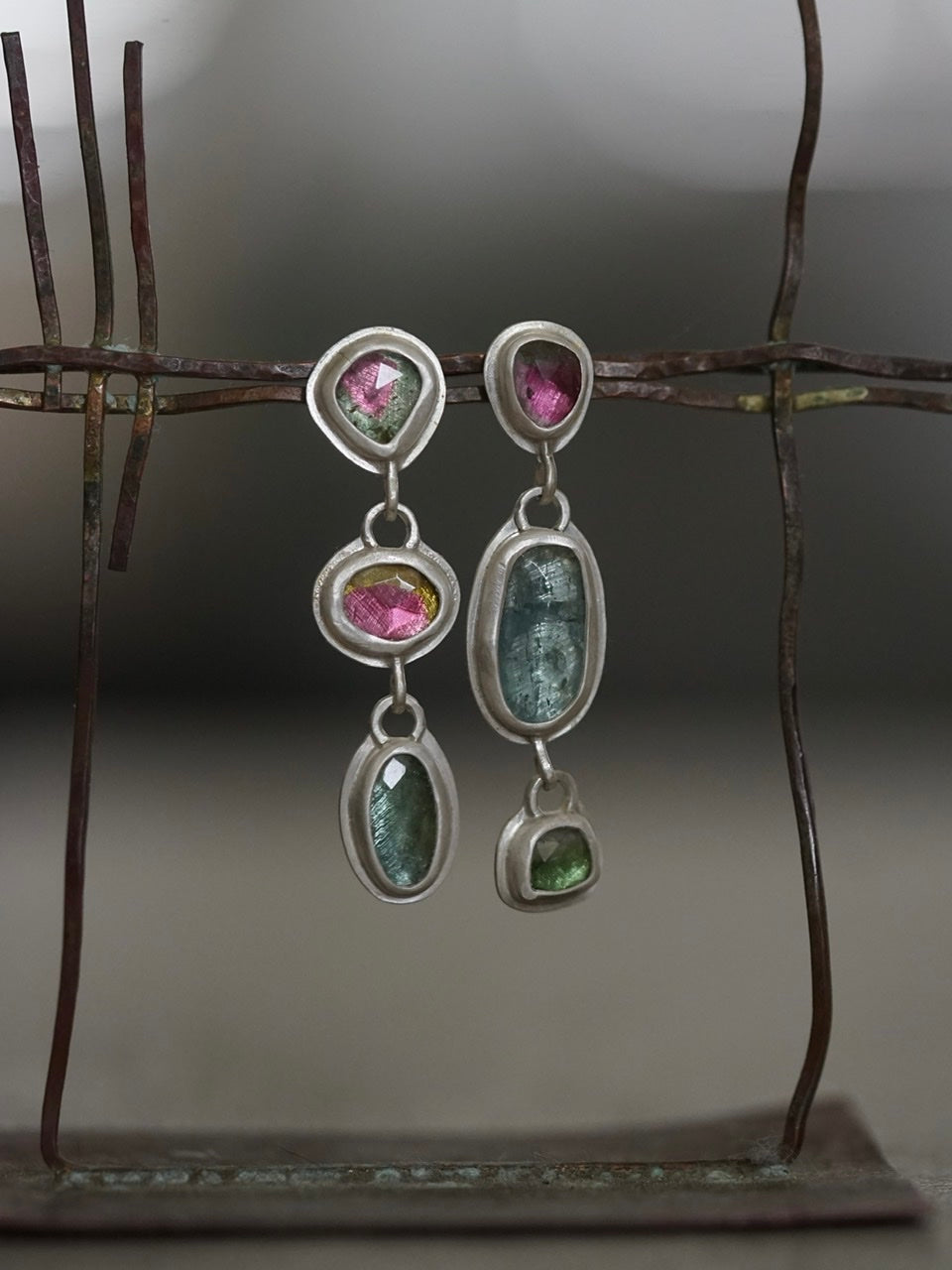 Multitourmaline drop earrings