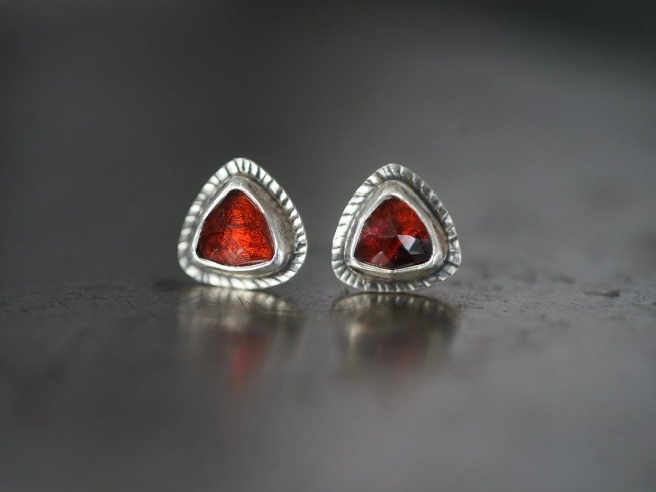 Little garnet post earrings