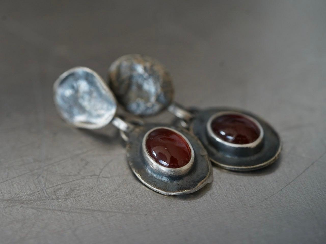 Melted series, hessonite garnet earrings