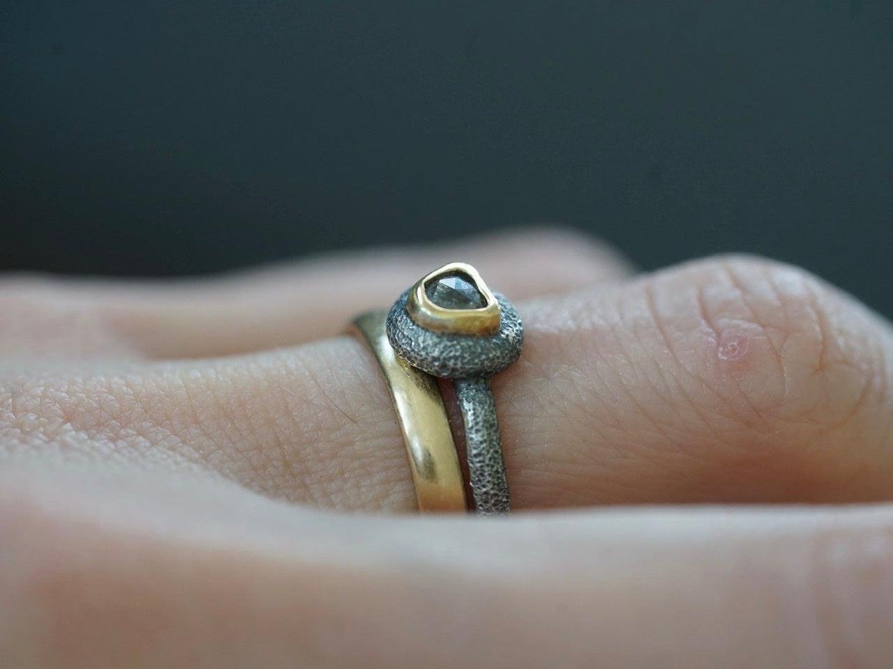 Brown salt and pepper diamond and 22k gold ring size 6.75