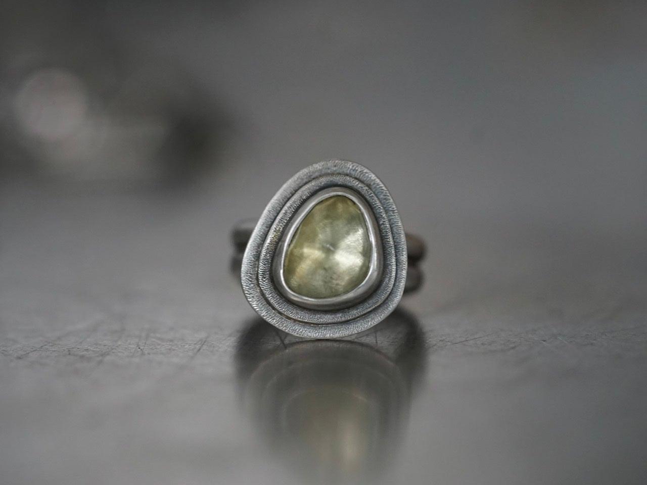 Prehnite ring, size 7