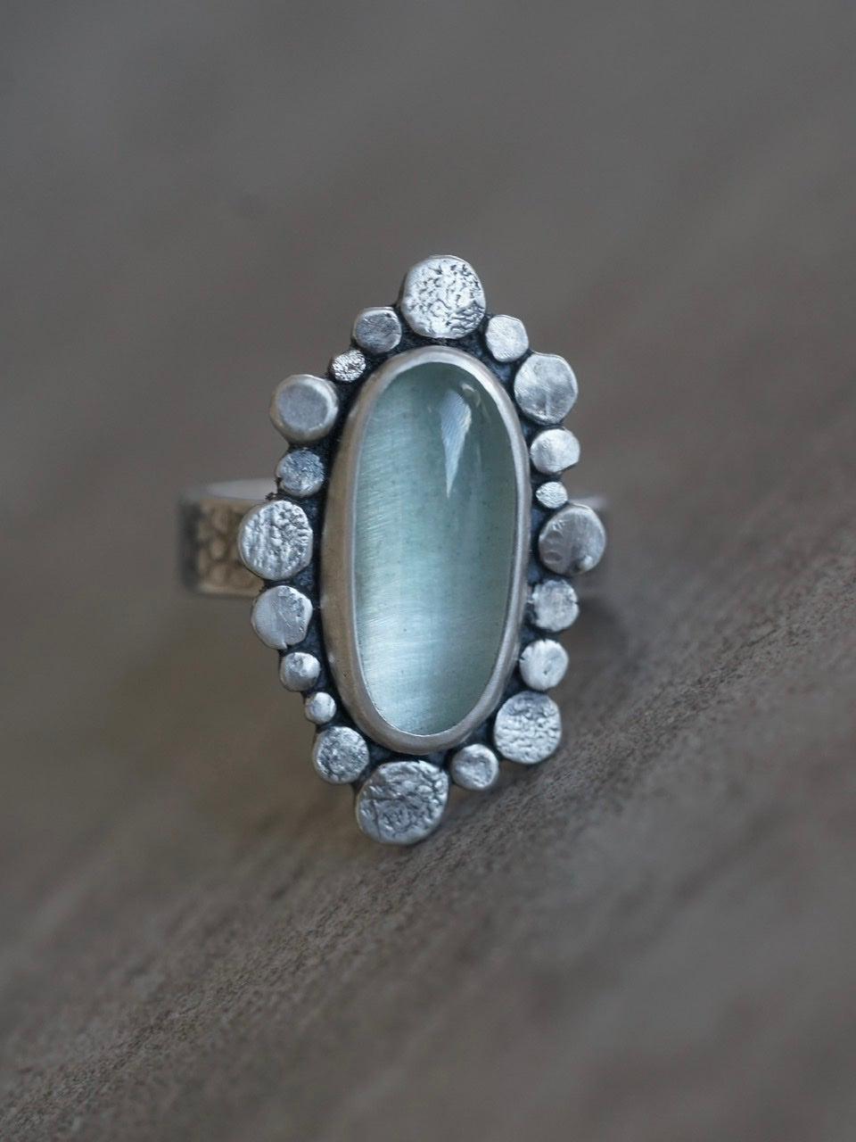 Aquamarine statement ring, size 8, big sister