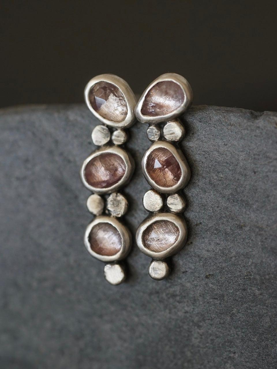 Rose spinel pebble earrings