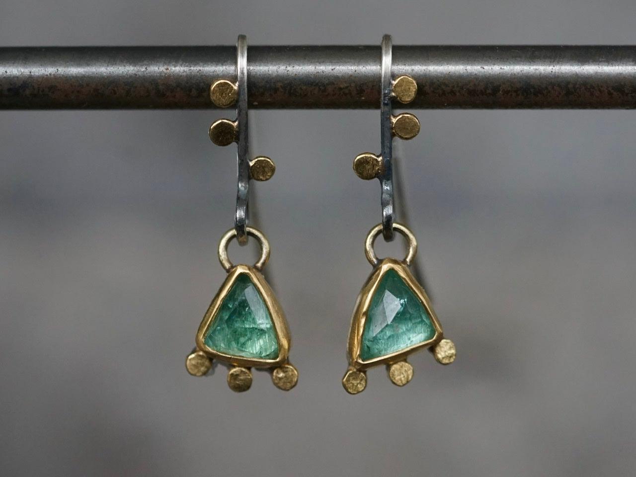 Exquisite delicate tourmaline and 22k gold drop earrings