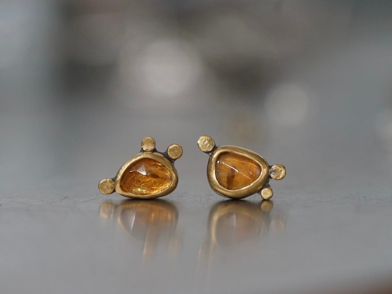 Honey colored tourmaline and 22k gold post earrings
