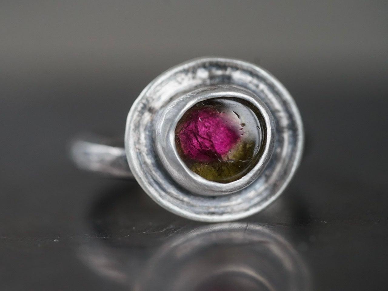 Layered raw tourmaline ring, size 6.5