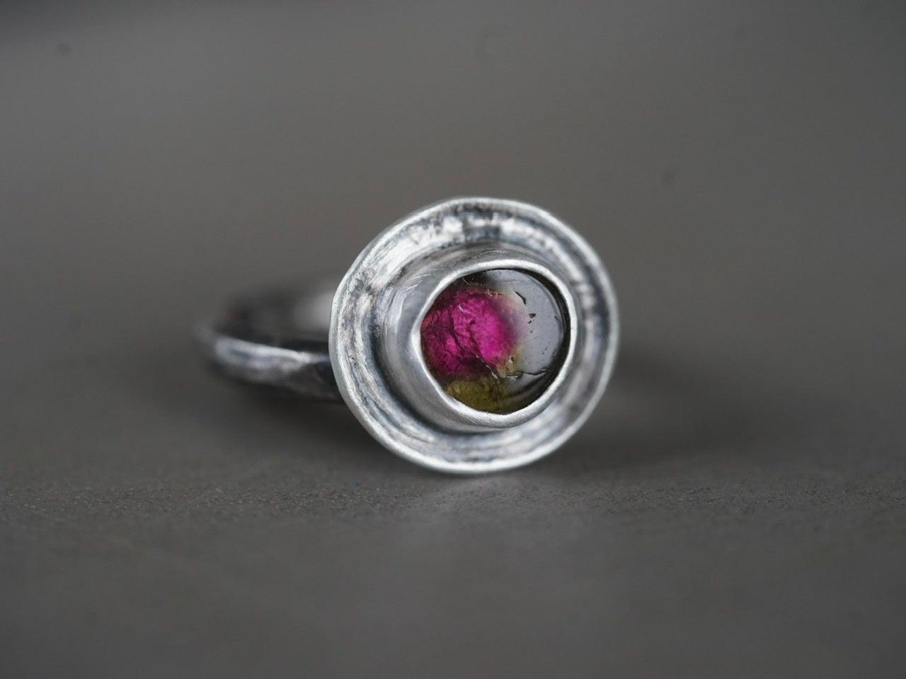 Layered raw tourmaline ring, size 6.5