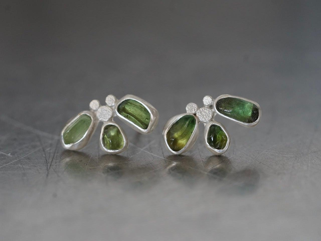 Green botanical tourmaline earrings