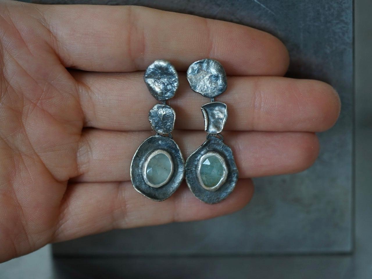 Melted series, aquamarine earrings