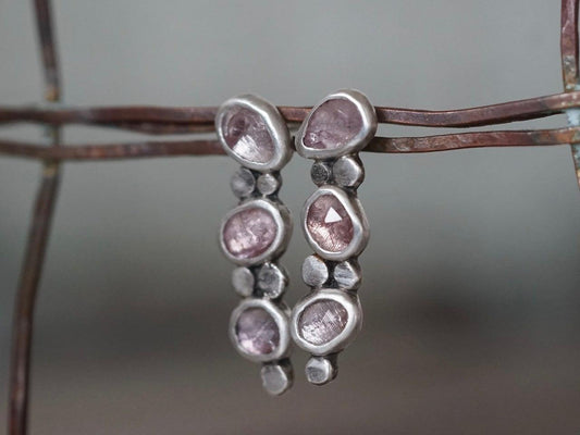 Rose spinel pebble earrings