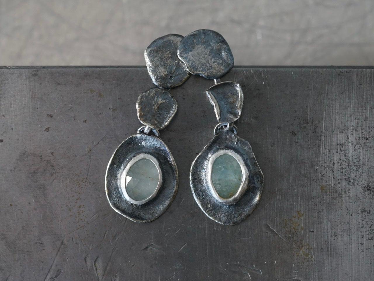 Melted series, aquamarine earrings