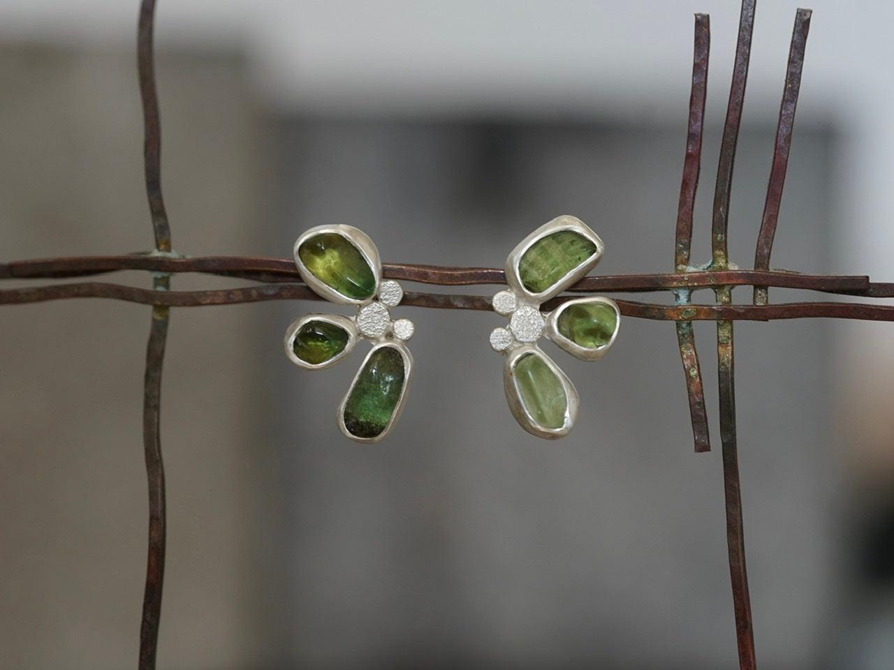 Green botanical tourmaline earrings