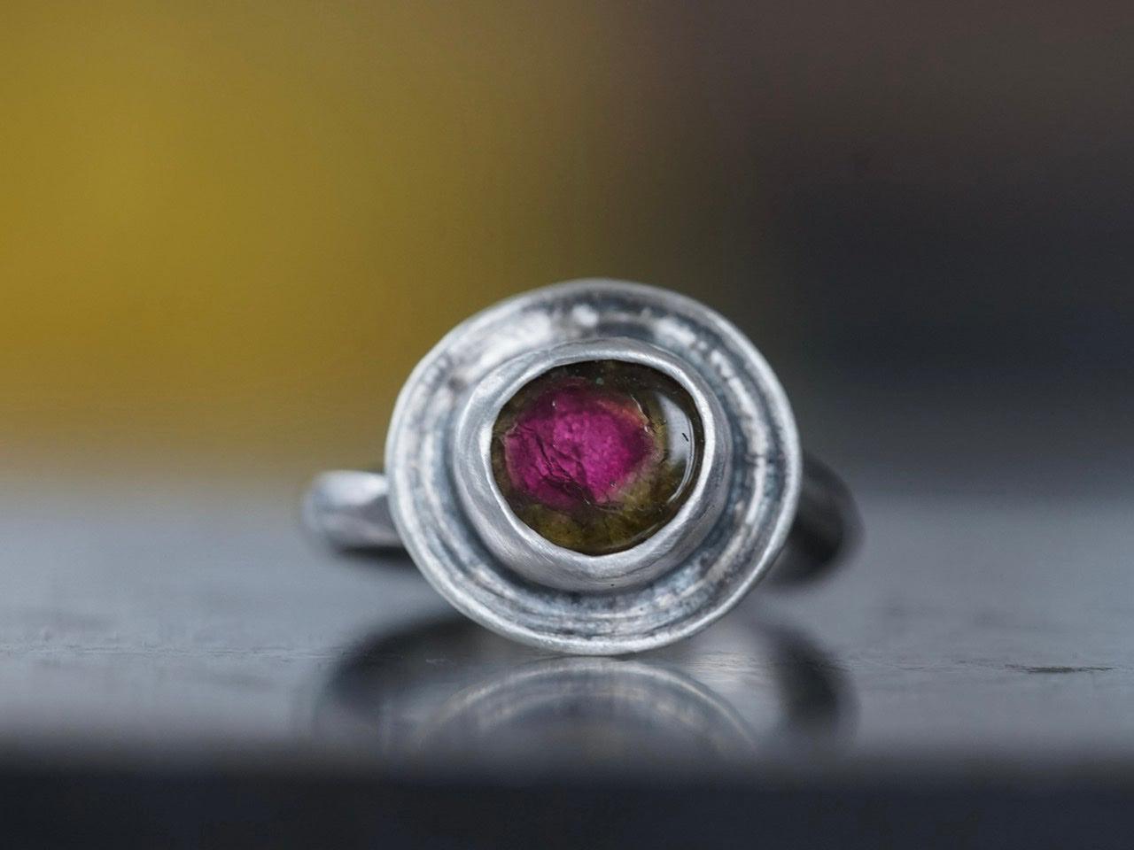 Layered raw tourmaline ring, size 6.5