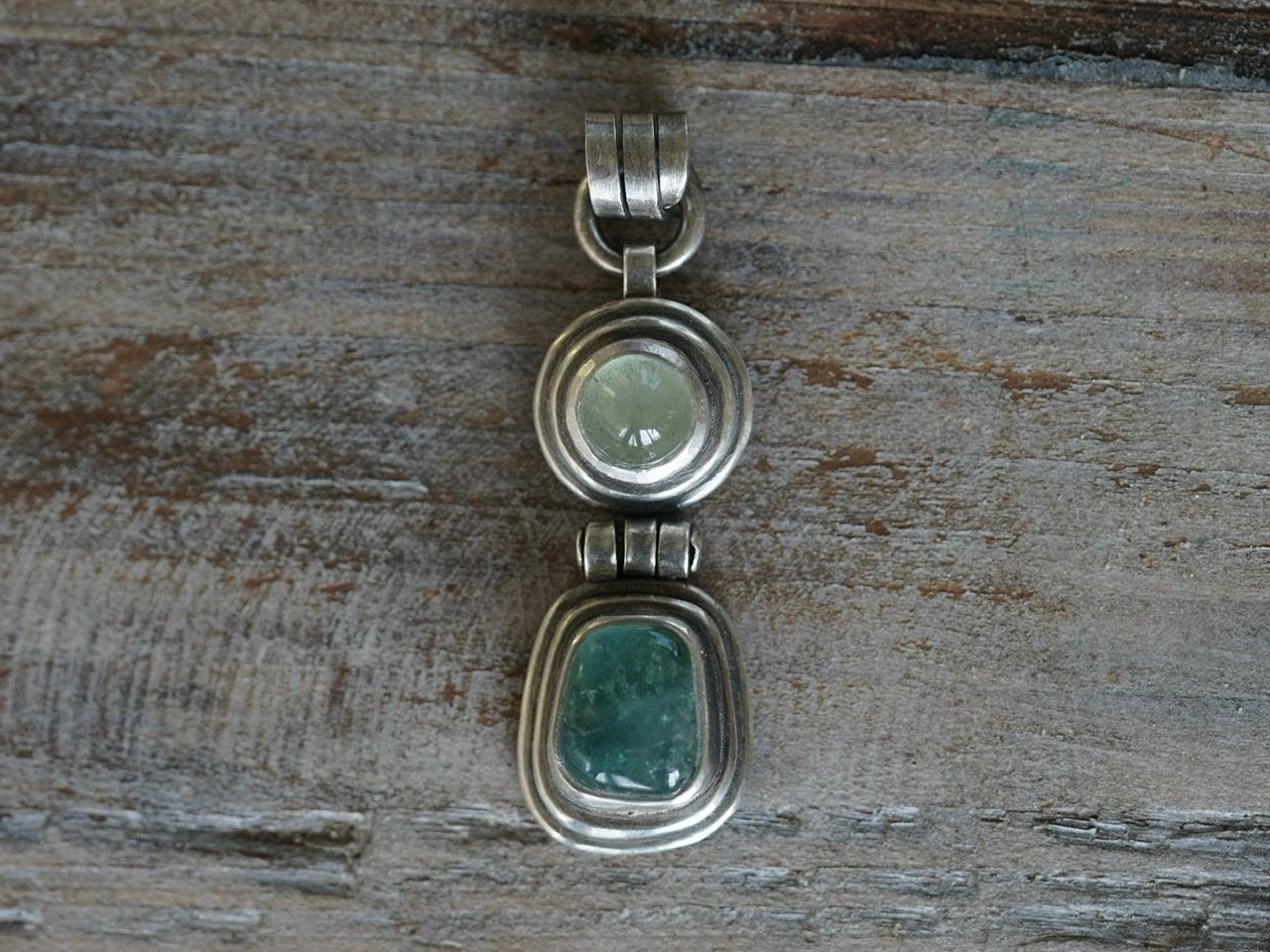 Hinged Aquamarine and Tourmaline pendant