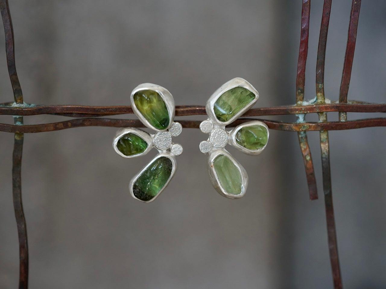 Green botanical tourmaline earrings