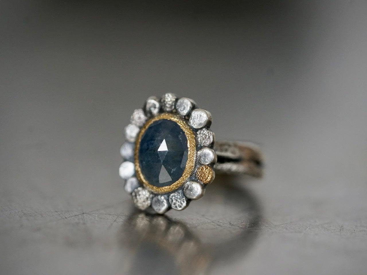 Sapphire flower ring, size 7.25