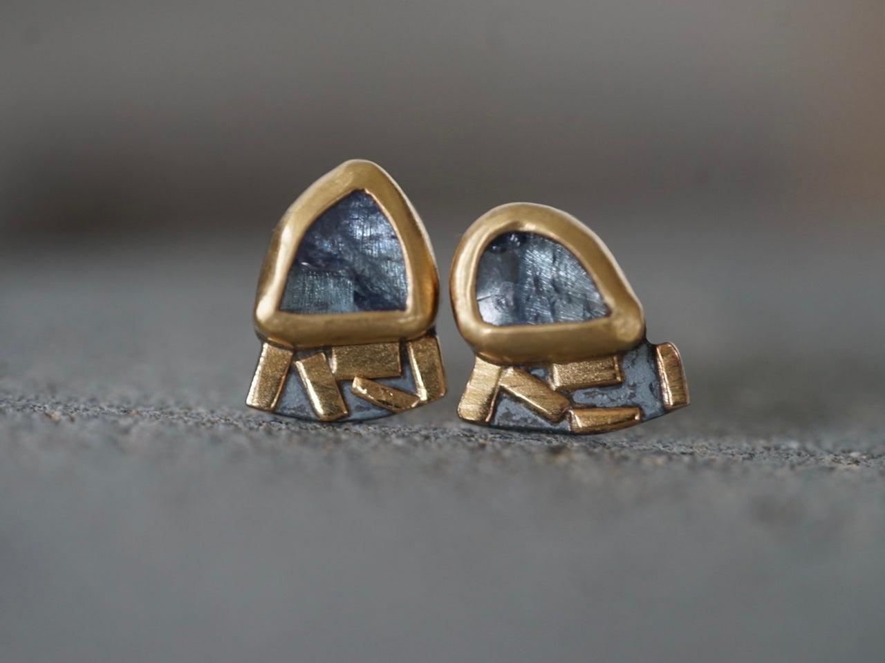 Tanzanite and 22k gold earrings