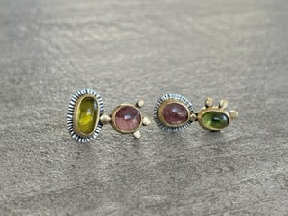 tiny creatures asymmetrical tourmaline post earrings