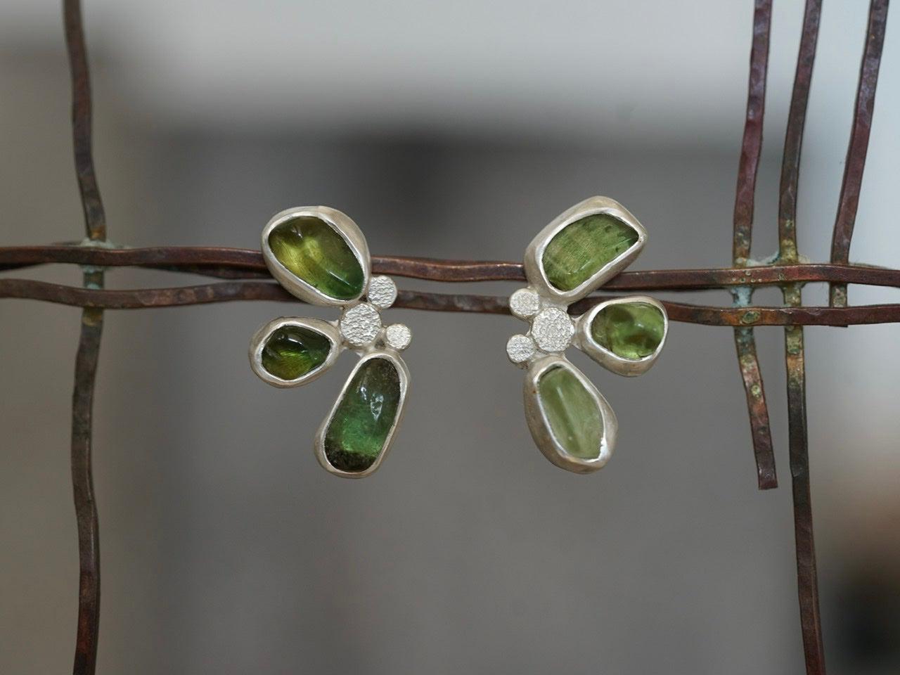 Green botanical tourmaline earrings