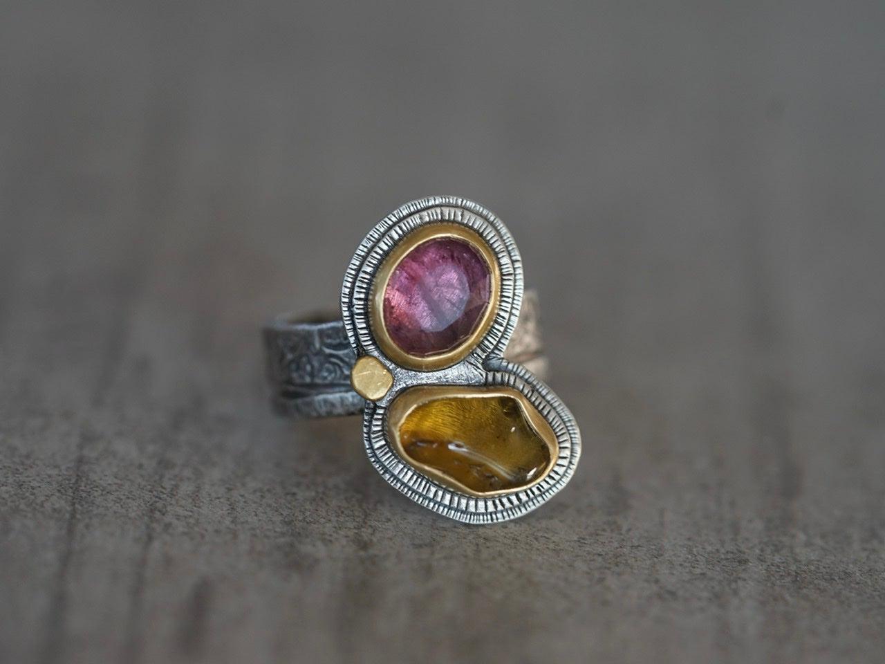 RESERVED FOR YVONNE, unique tourmaline ring, size 8.75