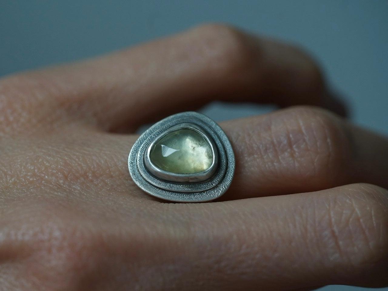 Prehnite ring, size 7