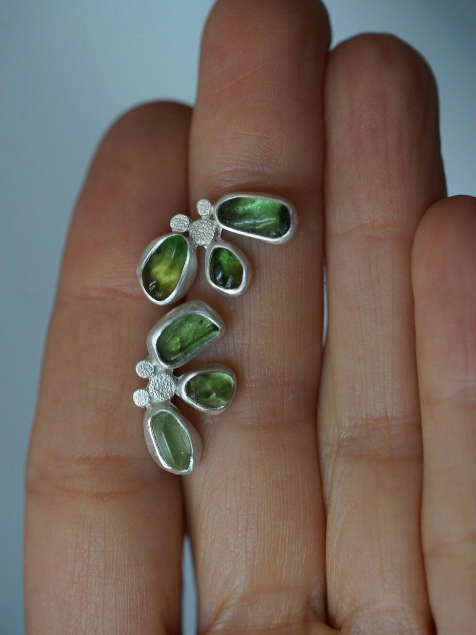 Green botanical tourmaline earrings