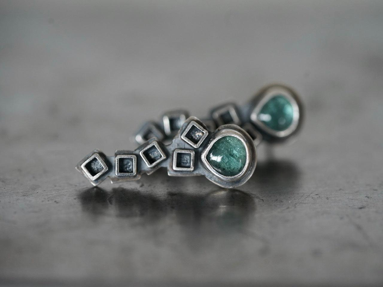 Teal tourmaline post earrings