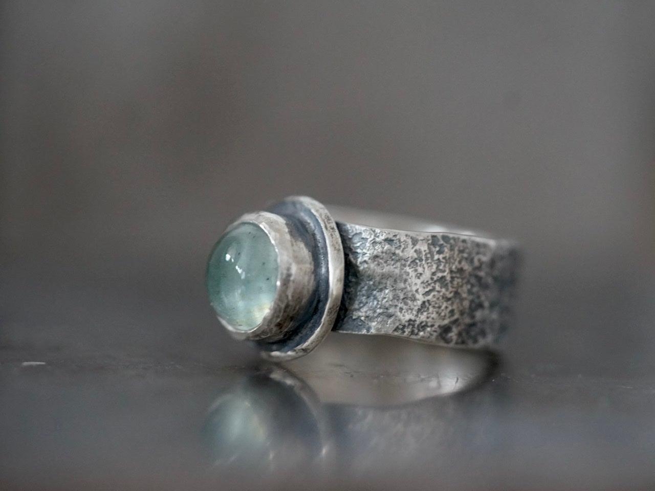 Brutalist aquamarine ring size 6.75