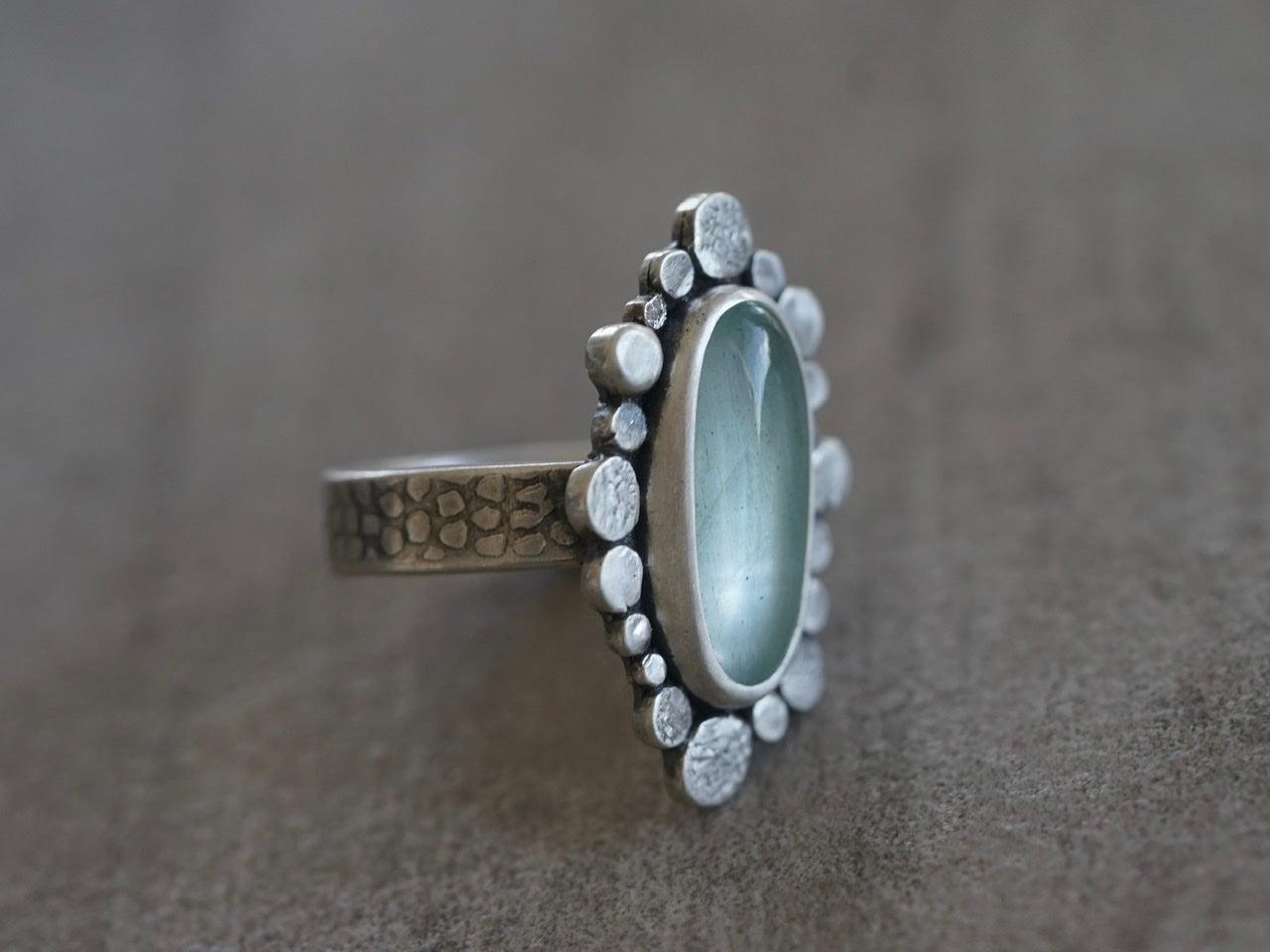 Aquamarine statement ring, size 8, big sister