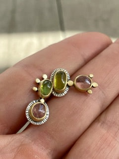 tiny creatures asymmetrical tourmaline post earrings