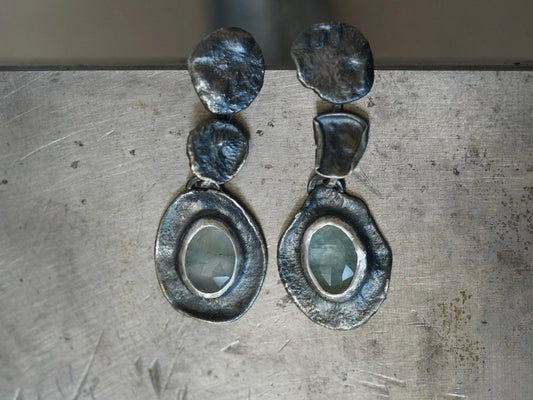 Melted series, aquamarine earrings