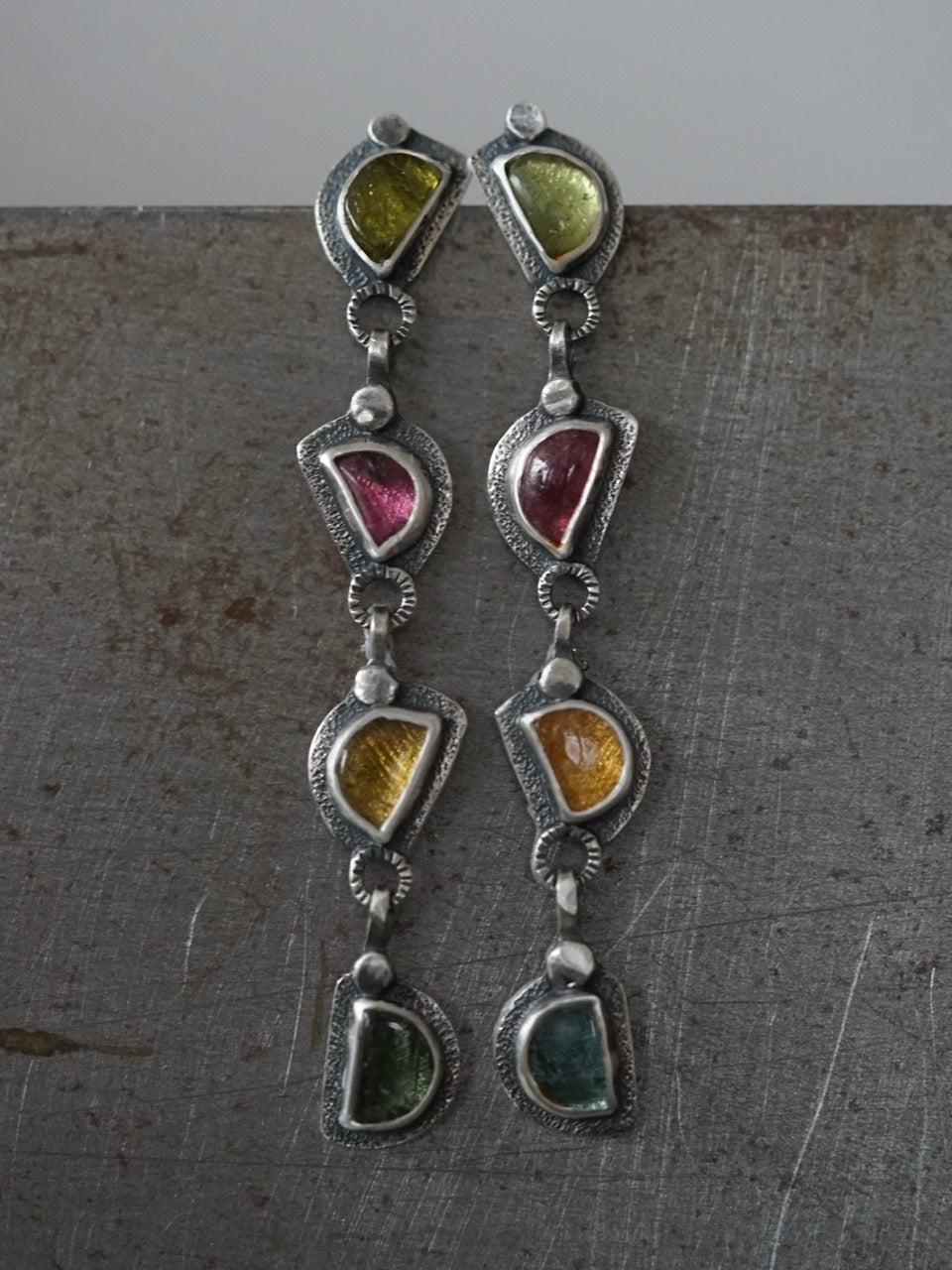 Long colourful tourmaline earrings
