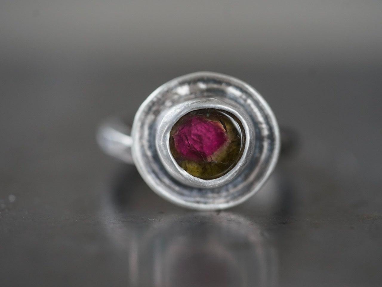 Layered raw tourmaline ring, size 6.5