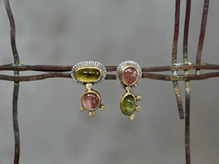 tiny creatures asymmetrical tourmaline post earrings