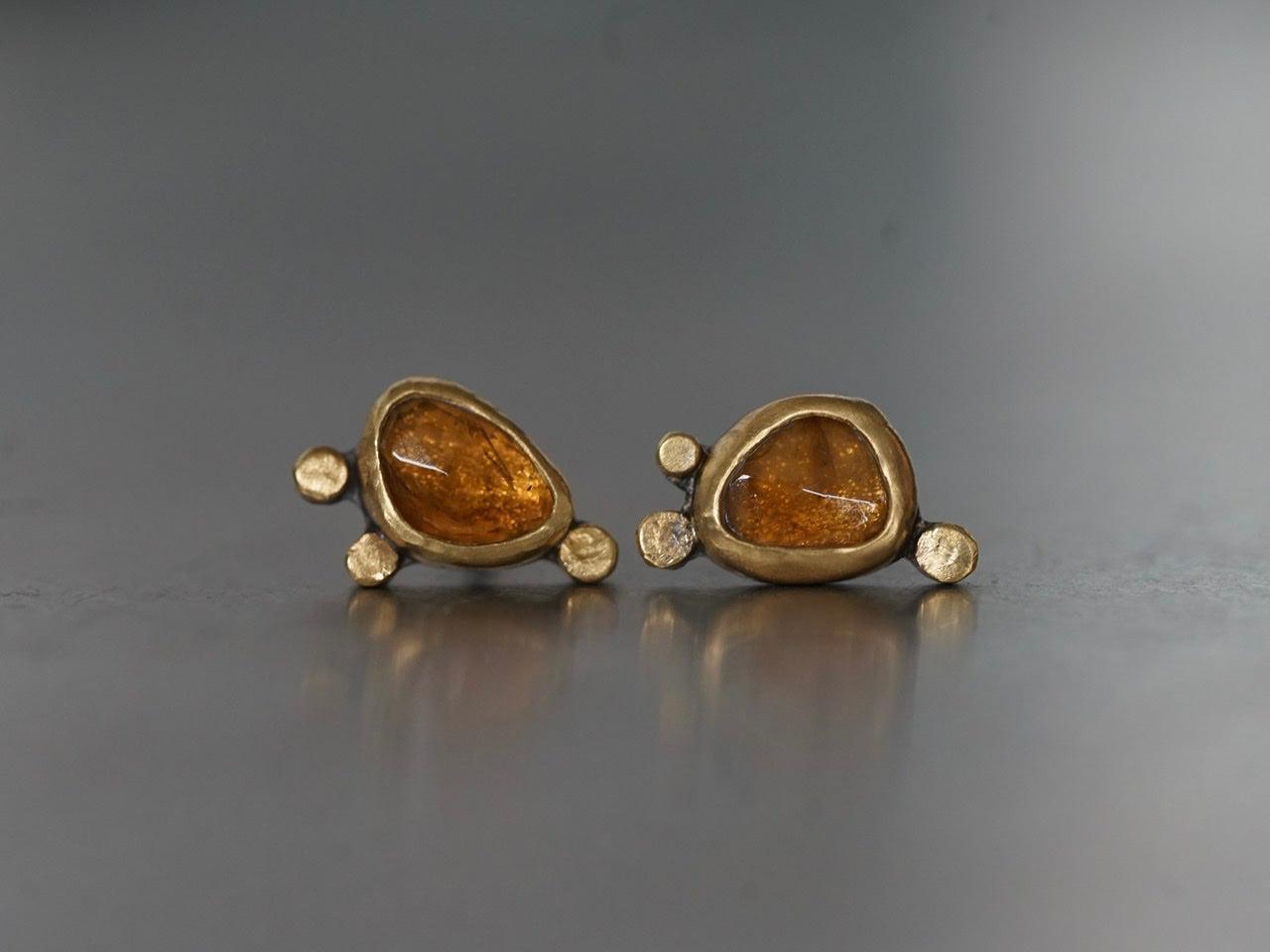 Honey colored tourmaline and 22k gold post earrings