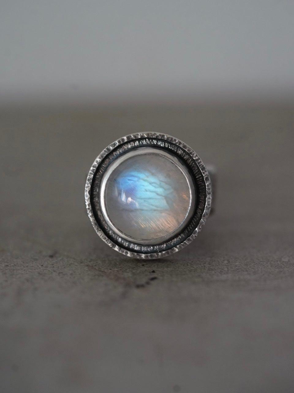 Moonstone and sterling silver ring, size 7.75