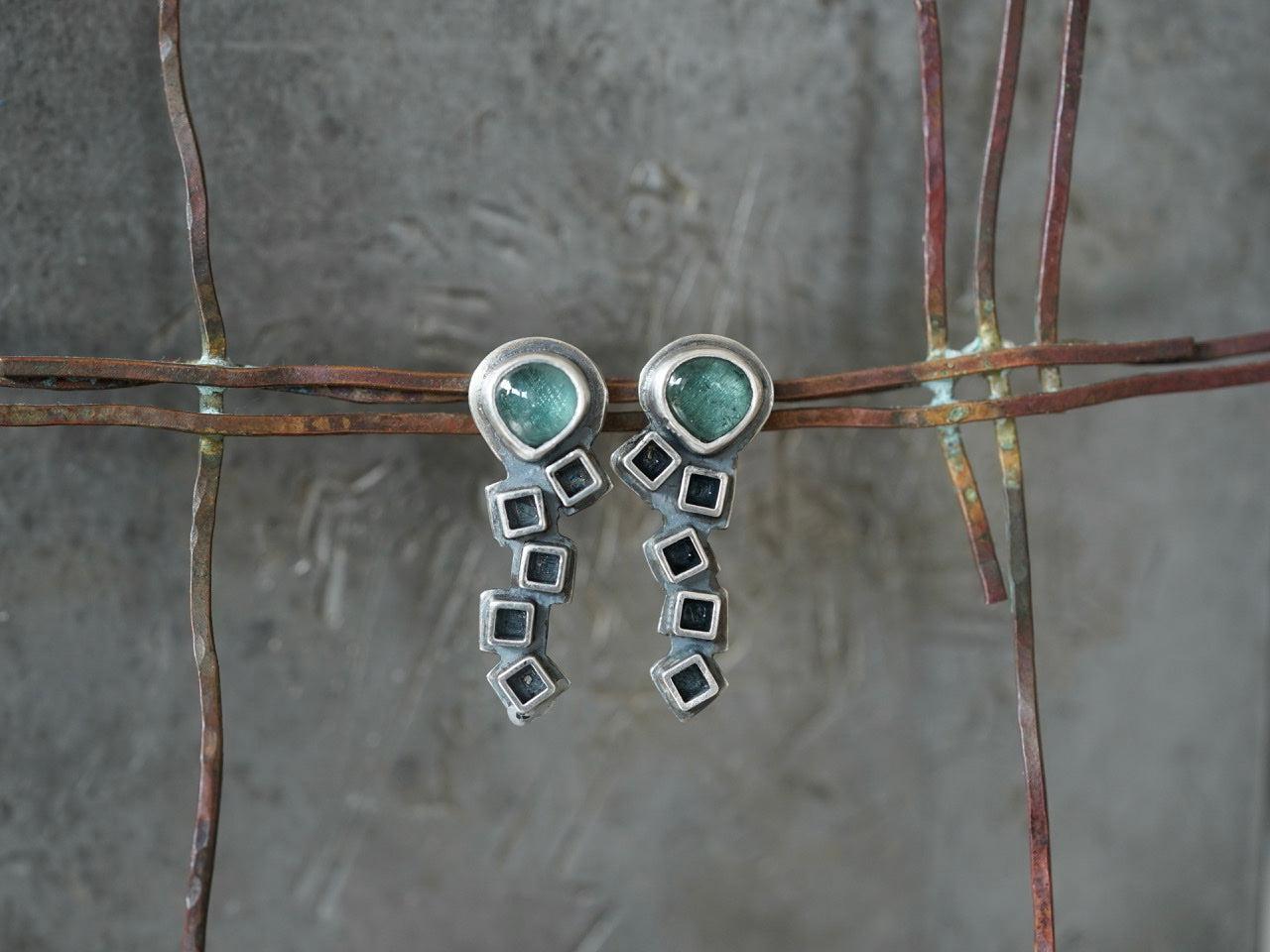 Teal tourmaline post earrings